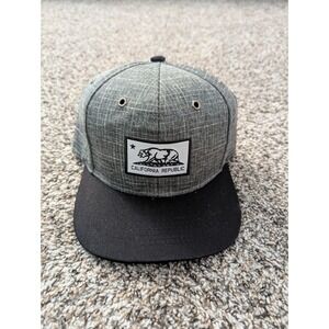 California Republic Gray/Black Snapback Hat Bear Logo Patch Adjustable Cap‎